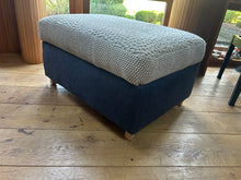 Load image into Gallery viewer, Blue and Beige Storage Ottoman