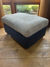 Load image into Gallery viewer, Blue and Beige Storage Ottoman
