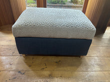 Load image into Gallery viewer, Blue and Beige Storage Ottoman
