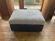 Load image into Gallery viewer, Blue and Beige Storage Ottoman