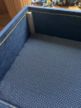 Load image into Gallery viewer, Blue and Beige Storage Ottoman