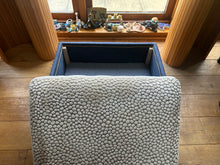 Load image into Gallery viewer, Blue and Beige Storage Ottoman