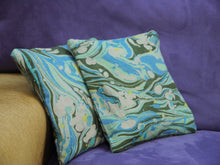 Load image into Gallery viewer, Blue marbled Couch Pillow
