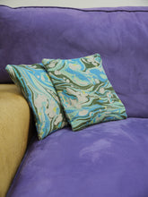 Load image into Gallery viewer, Blue marbled Couch Pillow