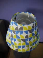 Load image into Gallery viewer, Blue, Green and Gray Print Coolie lampshade
