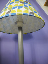 Load image into Gallery viewer, Blue, Green and Gray Print Coolie lampshade
