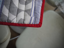 Load image into Gallery viewer, Blue, White and Grey Trivet with Red Trim
