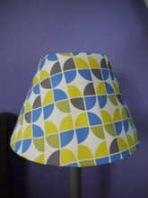 Load image into Gallery viewer, Blue, Green and Gray Print Coolie lampshade
