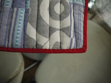 Load image into Gallery viewer, Blue, White and Grey Trivet with Red Trim
