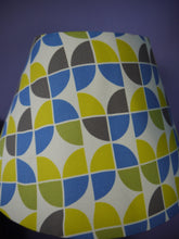 Load image into Gallery viewer, Blue, Green and Gray Print Coolie lampshade
