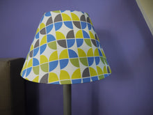 Load image into Gallery viewer, Blue, Green and Gray Print Coolie lampshade
