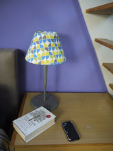 Load image into Gallery viewer, Blue, Green and Gray Print Coolie lampshade
